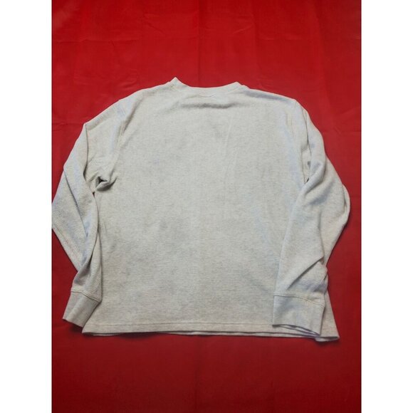 American Eagle Long Sleeve Waffle Crew Neck Thermal Light Gray Logo Men’s Large - Picture 2 of 9